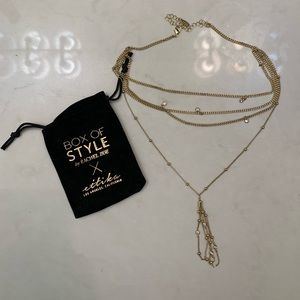 Ettika Layered Chain Drop Tassel Necklace in Gold